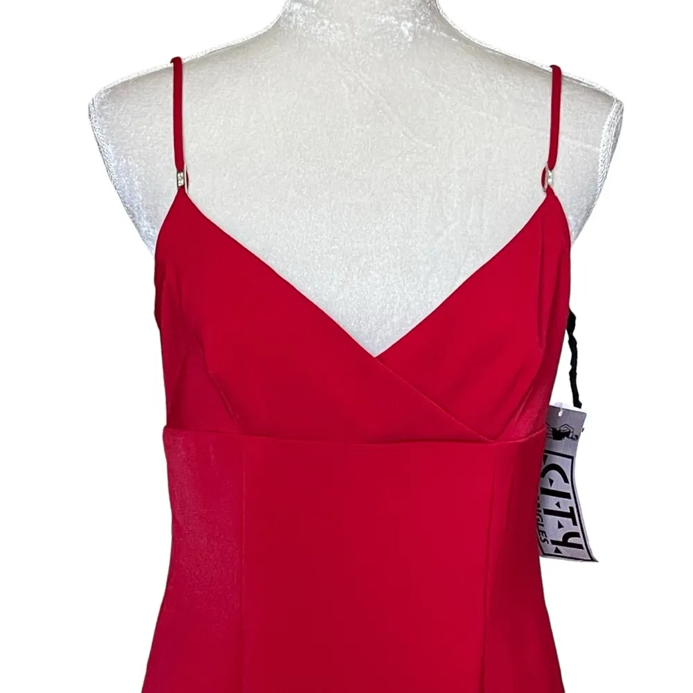 Vintage Y2K City Triangles Cami Sheath Dress Women’s  Size 11 Red Dead Stock - Image 2