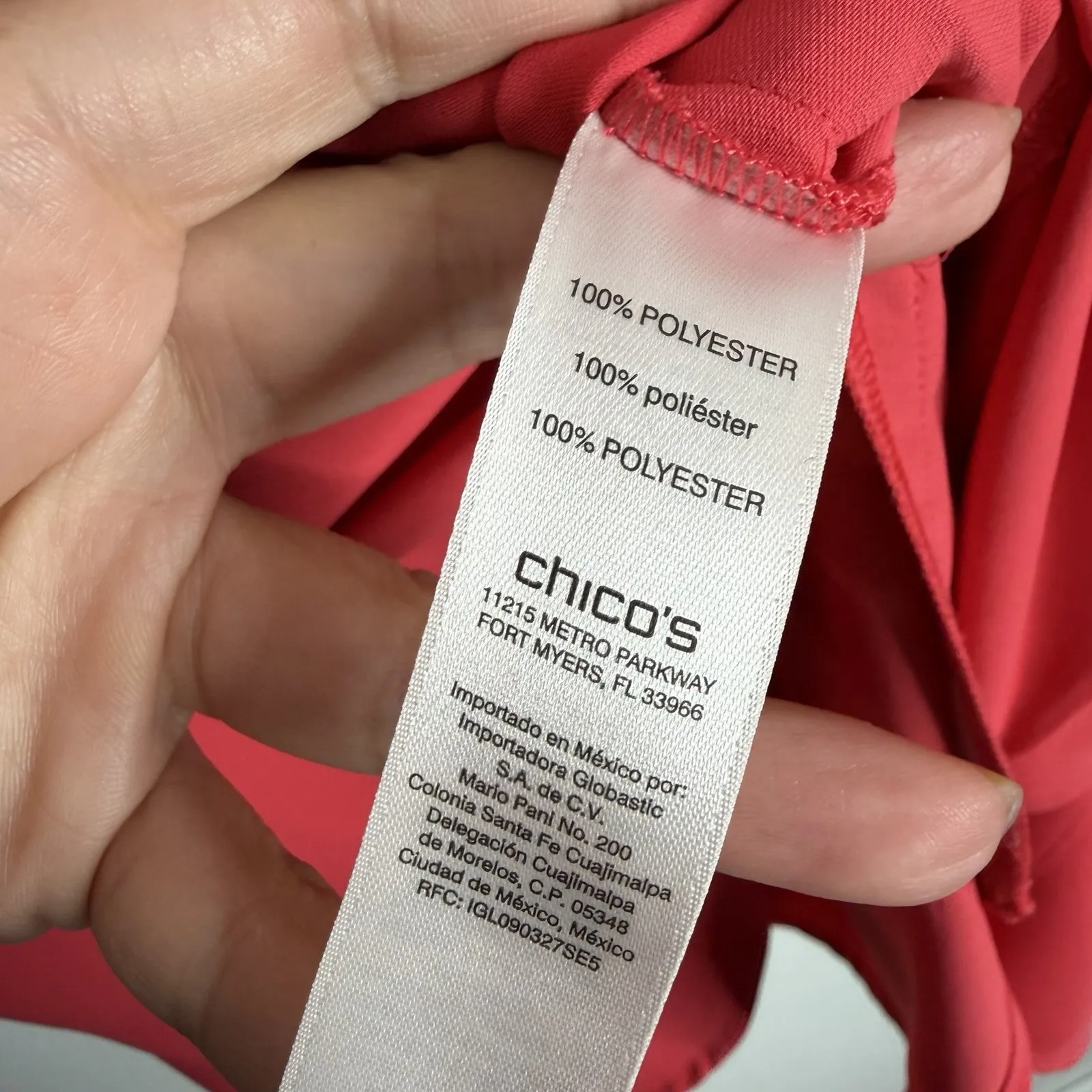 Chico's Collared Blouse Button Front Long Sleeve Coral Medium Chico 1 Side Detai - Image 4