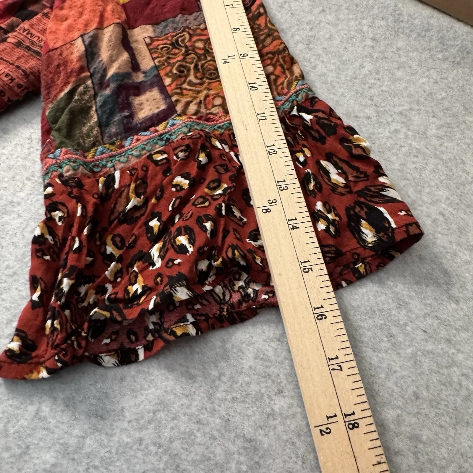 Calessa Top Womens PL Black Animal Print Floral Embroidered Boho Polyester Size undefined - Image 14