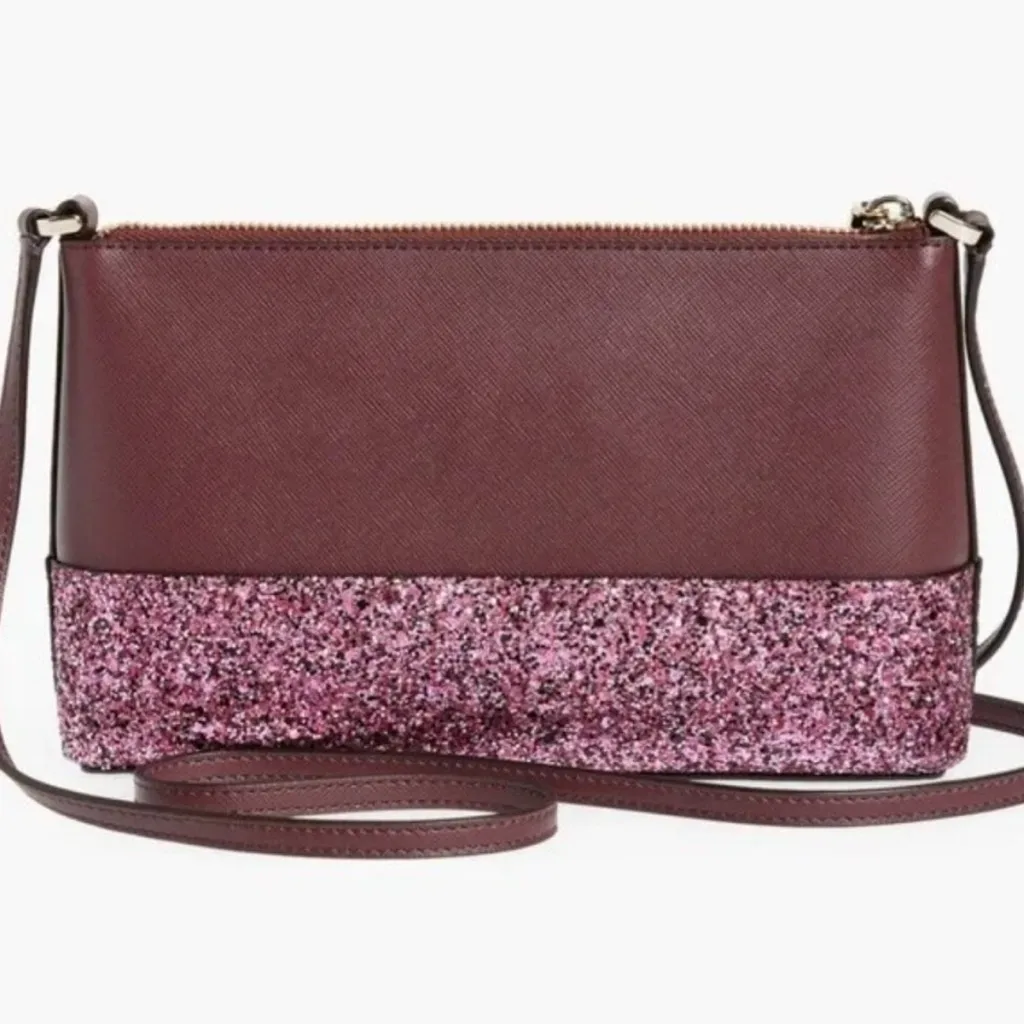 Kate Spade Pink and Brown Crossbody Bag with Glitter Accent - Image 2