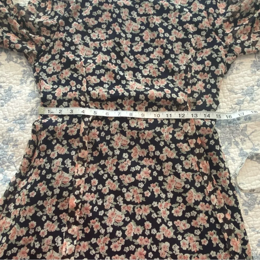 Le Lis Navy Floral Patterned Open Back Bohemian Dress Size Large - Image 13