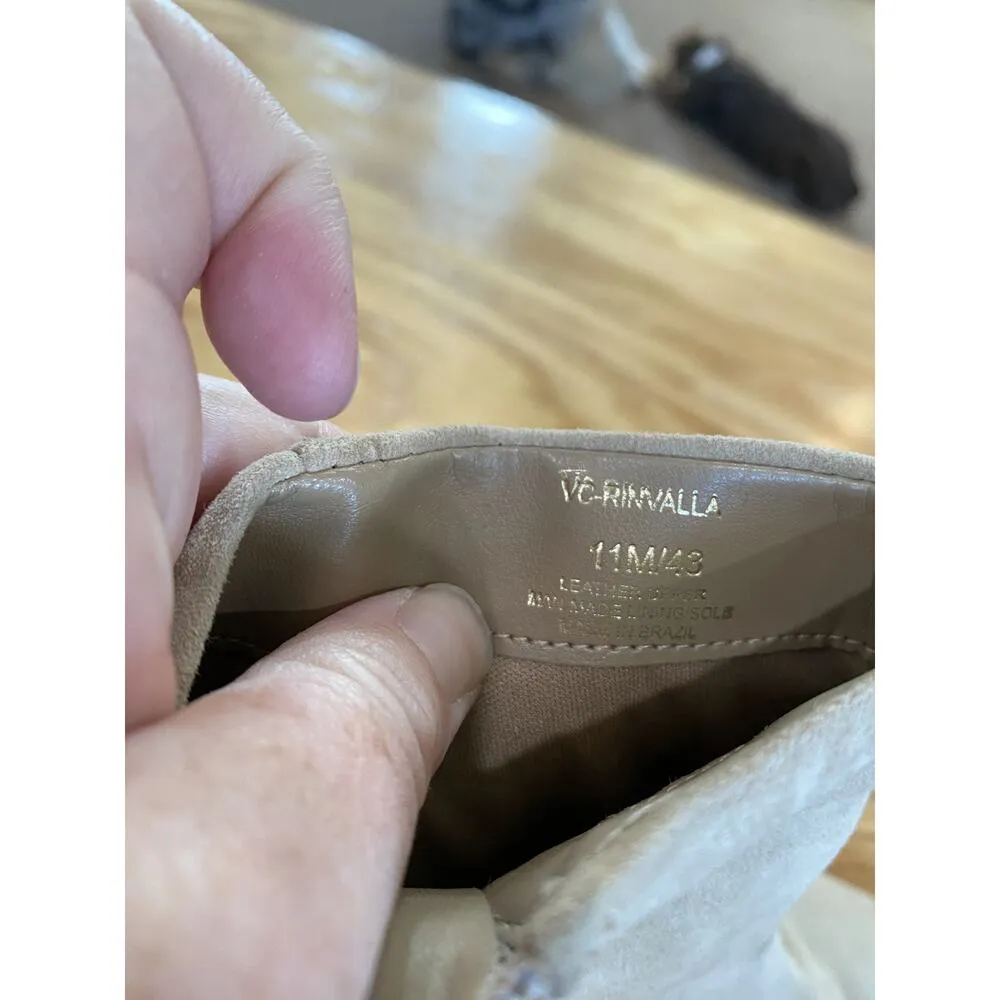 Vince Camuto Rinvalla Women's 11 M Beige Leather Side Zip Block Heel Ankle Boots - Image 3