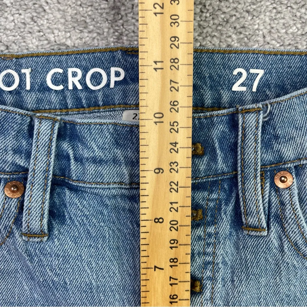 J. Crew Jeans Women’s 27 Blue Demi Boot Crop High Rise Button Fly Raw Hem - Image 11
