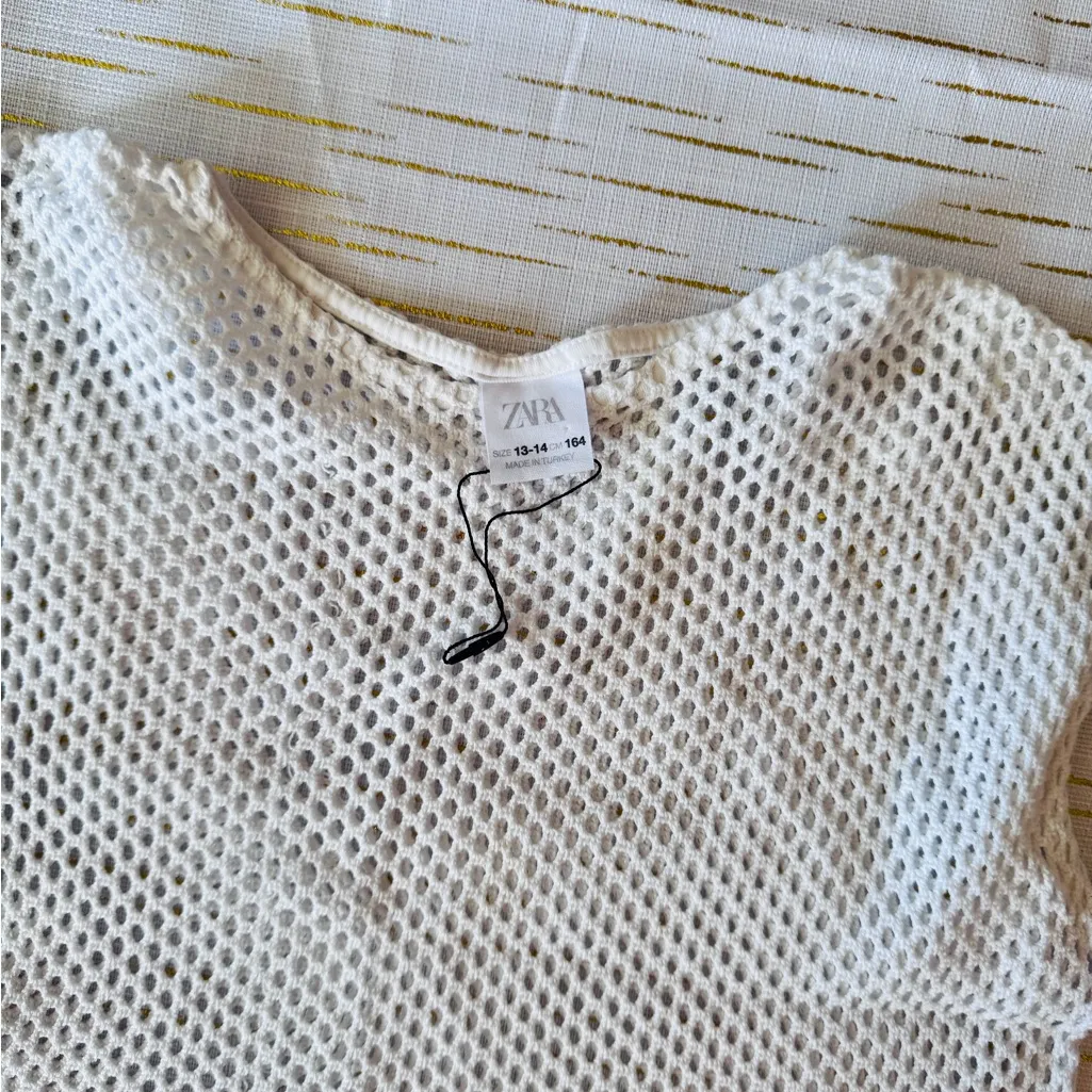 🤍 Zara White Mesh See-Through Top - Image 2