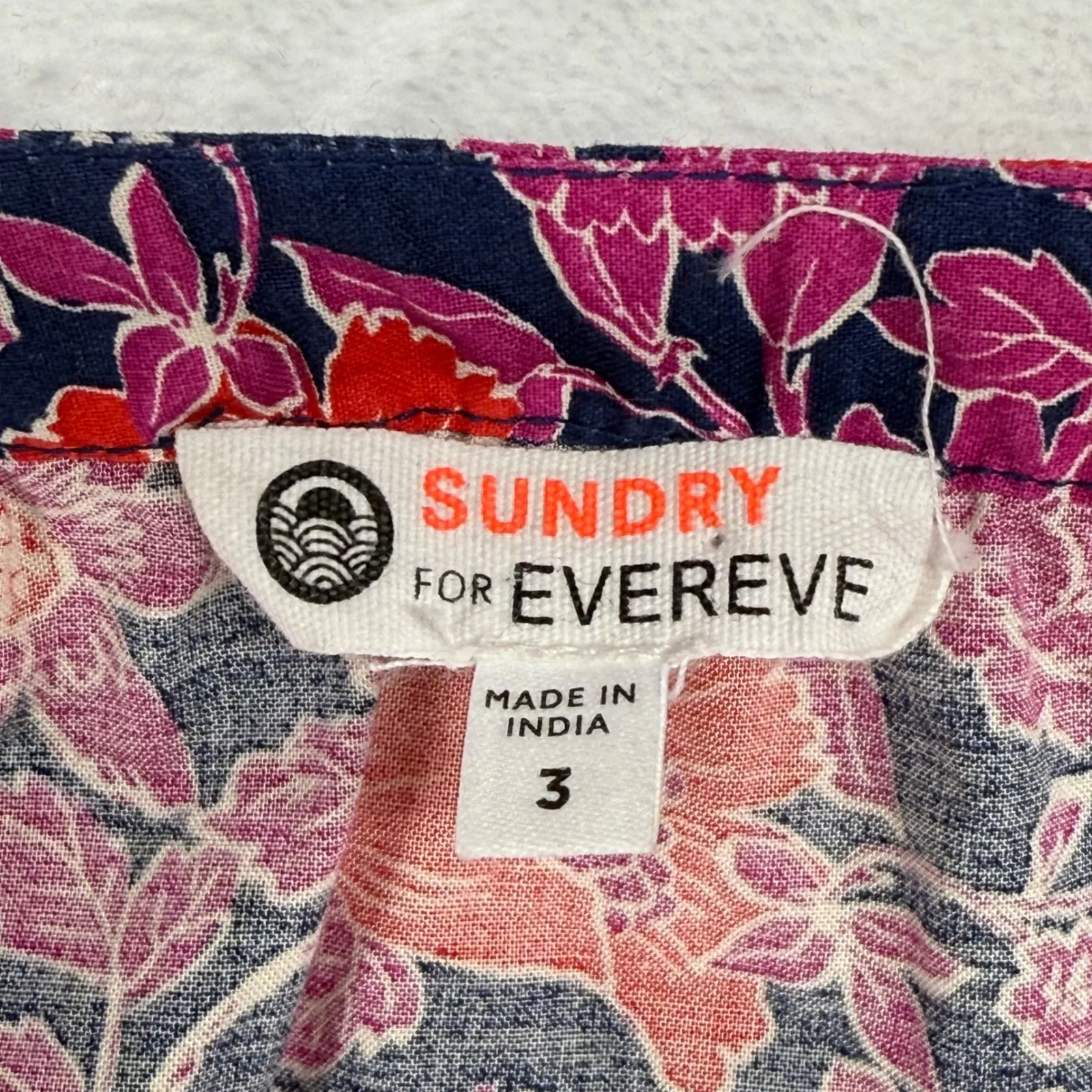 Sundry for Evereve Floral Print Mini Dress Tiered 3/4 Sleeve Casual Size 3/L‎ - Image 4