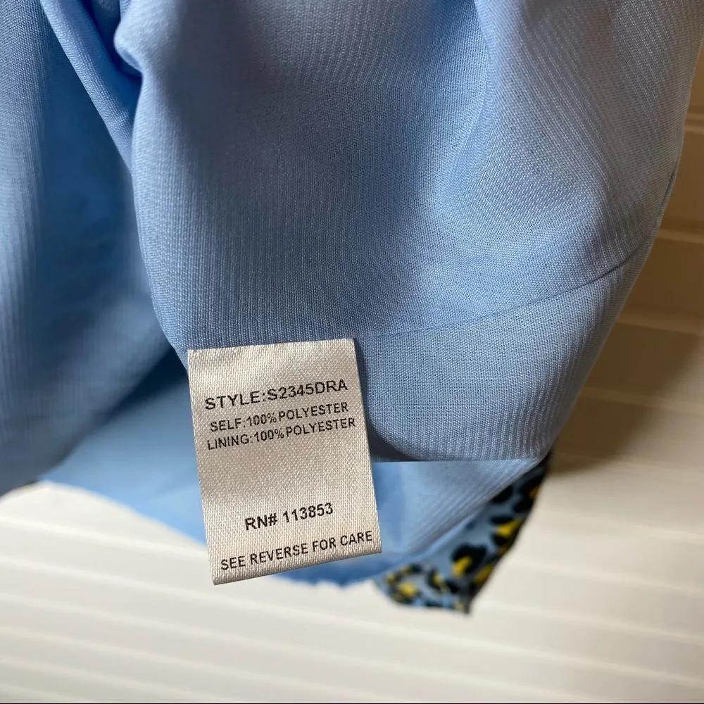 Sugar Lips Satin Animal Print Blue Midi Skirt - Image 6