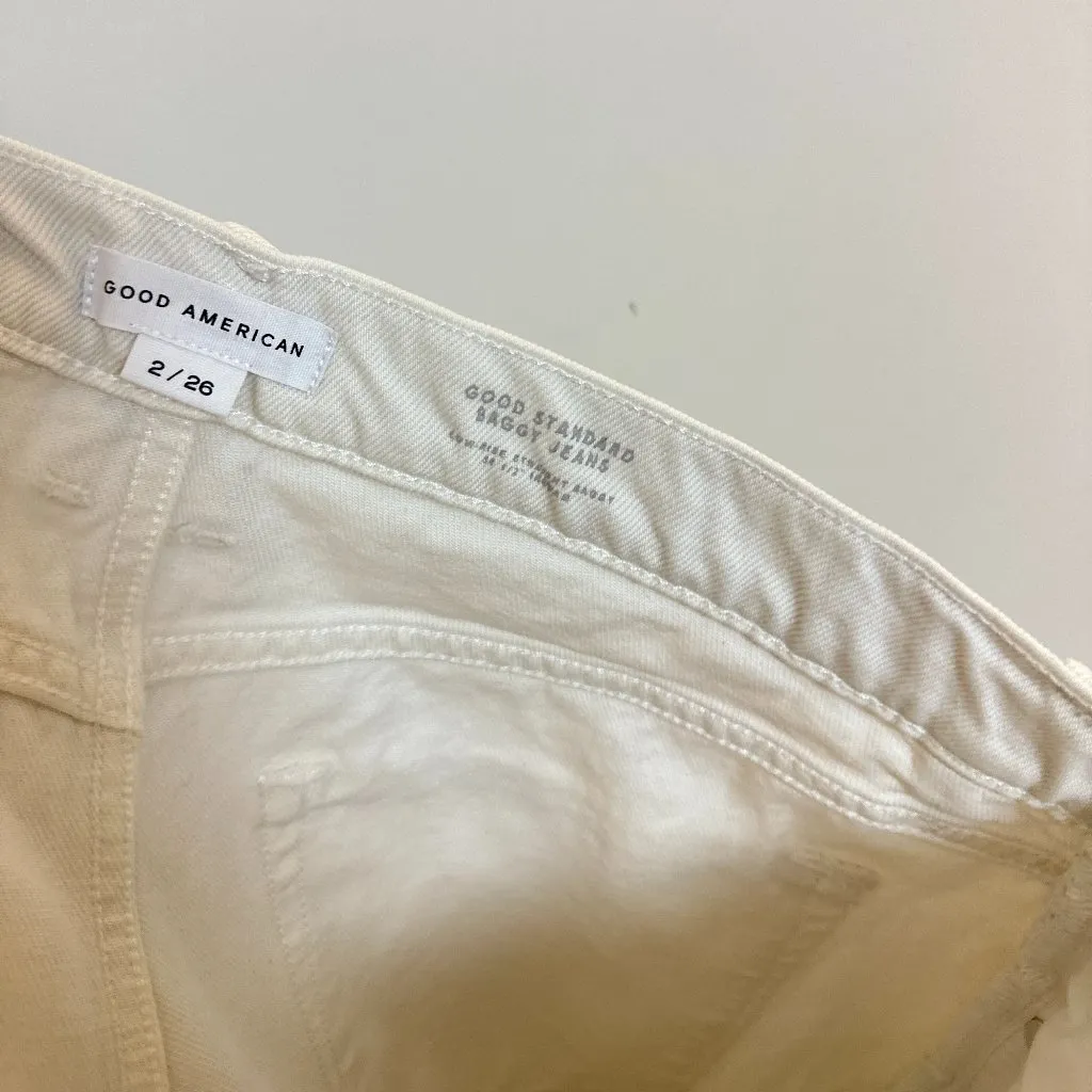 GOOD AMERICAN Good Standard Baggy Jeans in Wash Cloud White 001 Size US 26 NWT - Image 10