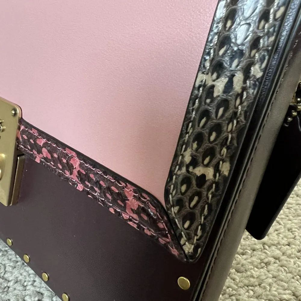 Coach X Jennifer Lopez Hutton Shoulder Bag In Colorblock With Snakeskin Detail - Image 10