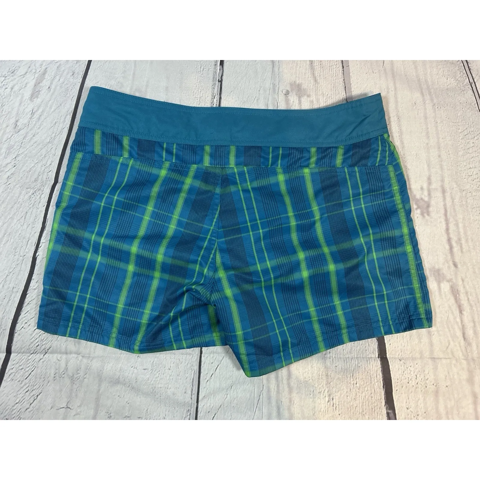 NWT The North Face Reversible Trunks Size 10 Baja Blue Plaid UPF 50 Swim Shorts - Image 4