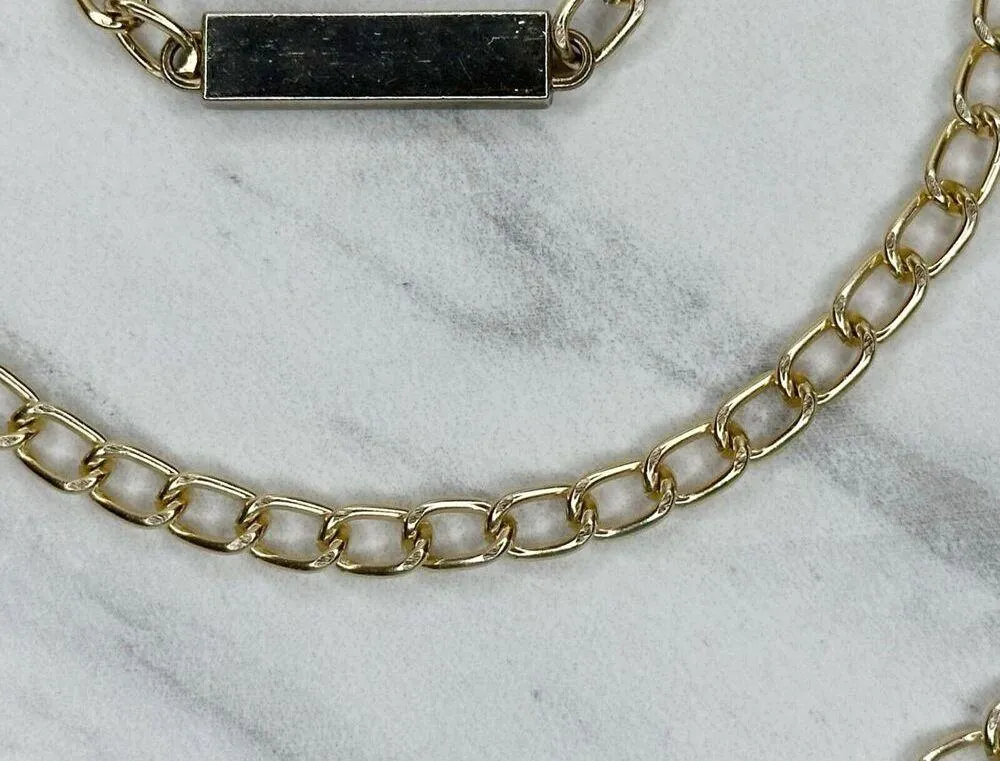 Gold Tone Skinny Chain Link Belt with Bar Details Y2K Festival ✨ - Image 10