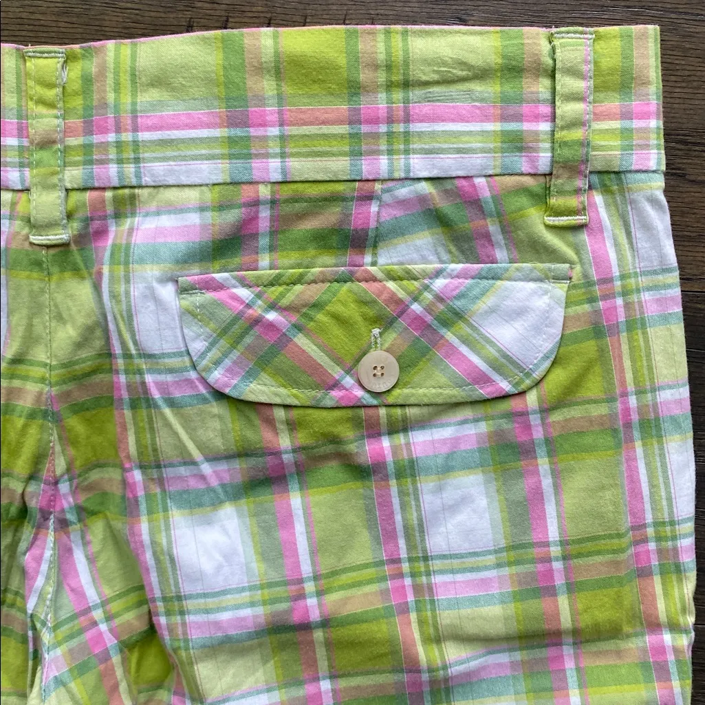 VINTAGE JUICY COUTURE Plaid Capri Pant Womens Sz 30 Green Pink Y2K - Image 7