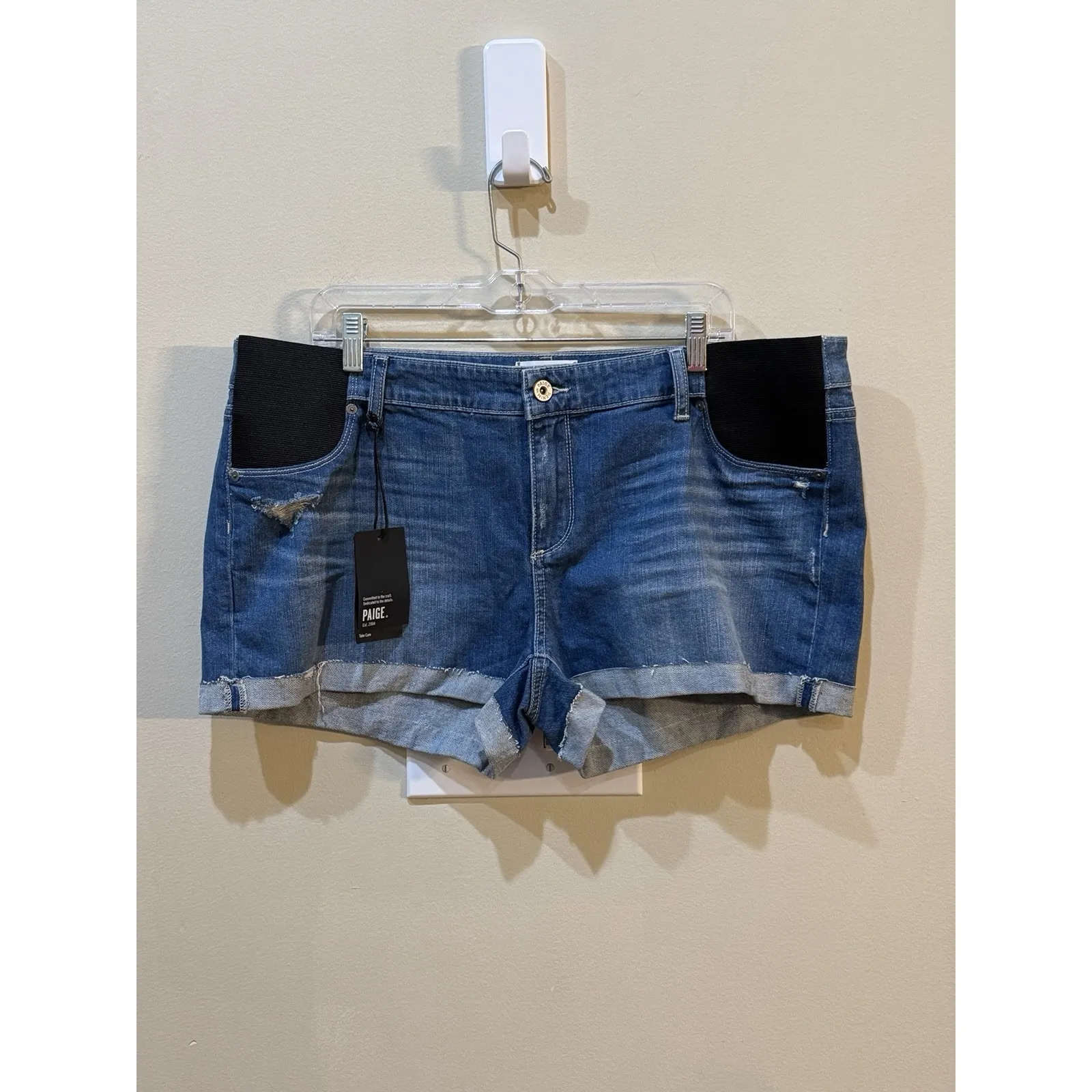 Paige‎ Jimmy Jimmy Jean Shorts Size 34 Maternity Blue Mid Rise Stretch Finnick - Image 7