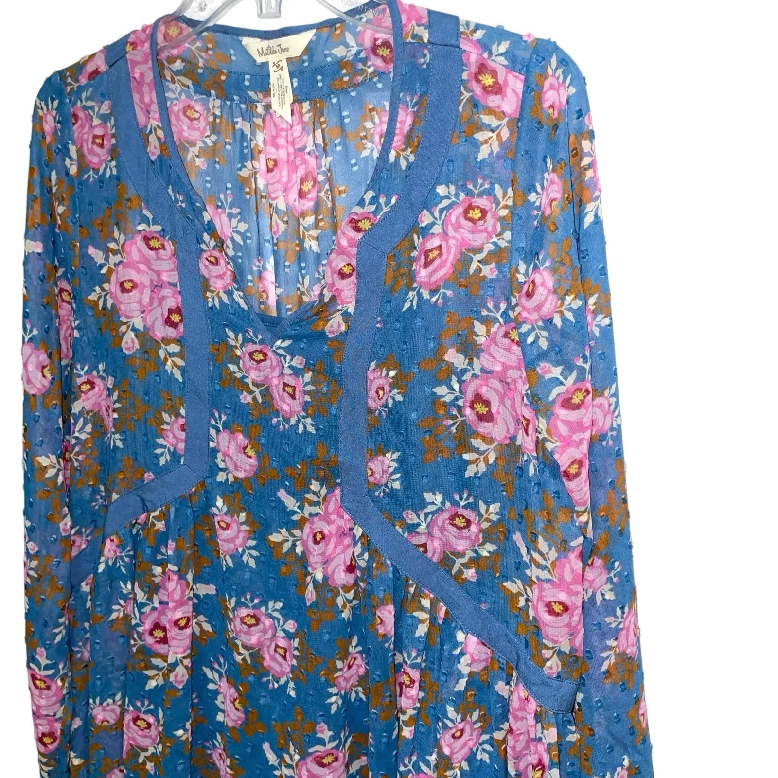 Matilda Jane To The Nines Dress Women M Blue Floral Swing Flounce Boho NWOT‎ - Image 3