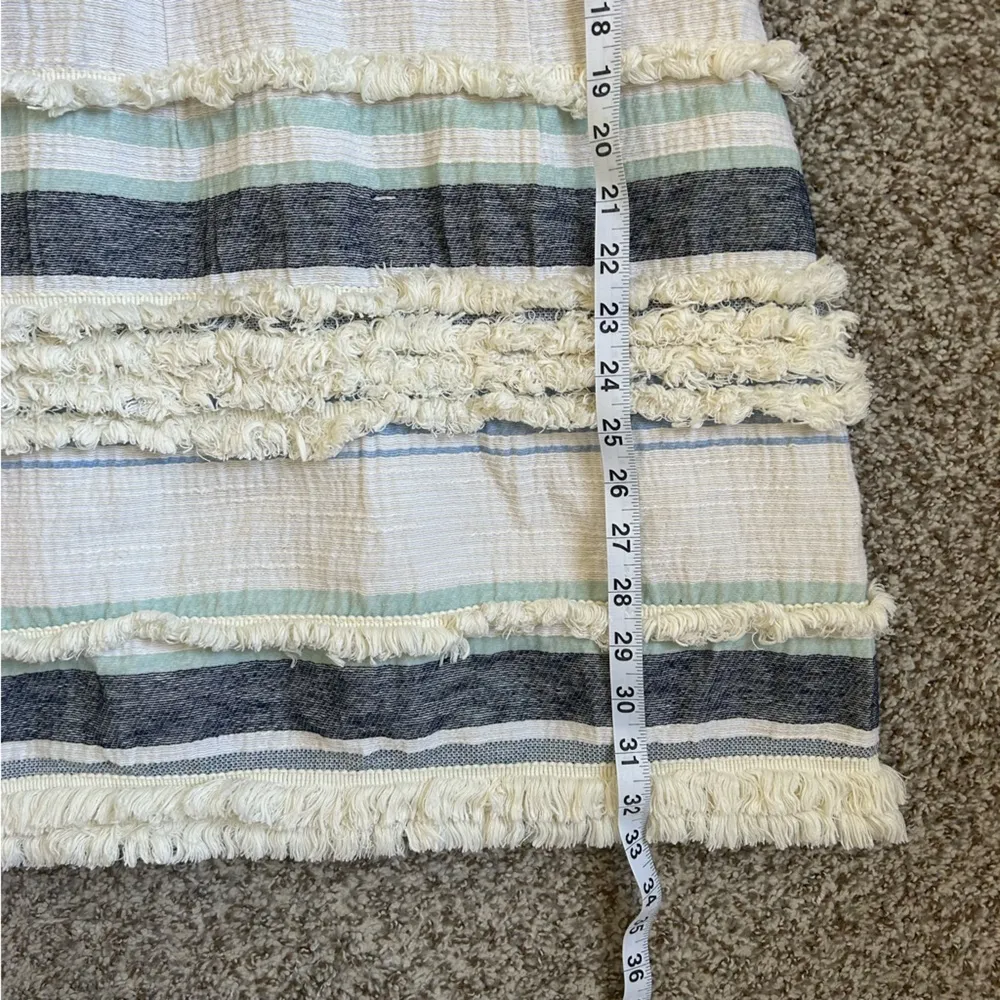 Hutch White Blue Striped Sleeveless Fringe Mini Dress Size 2 Wedding Formal - Image 7