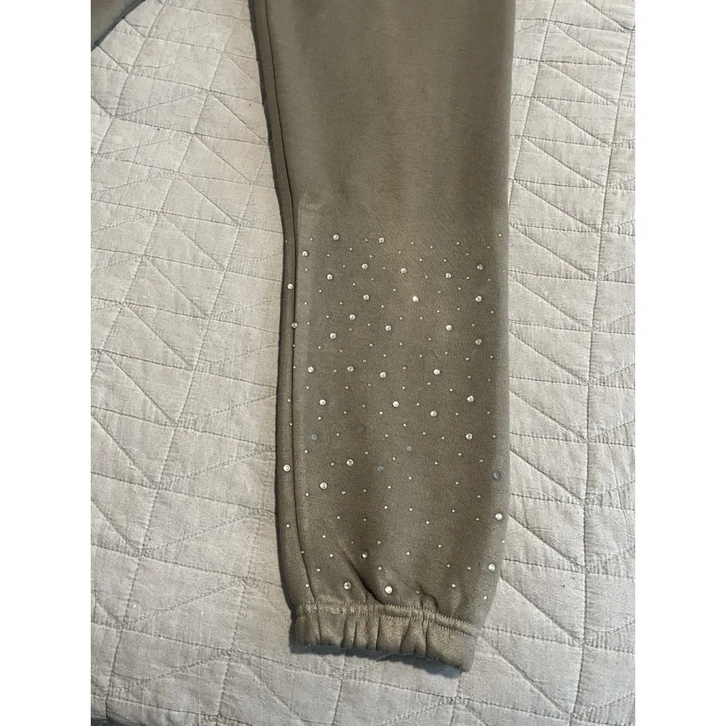 Lolliez Sweatpants Womens L Gray Rhinestone Embellished Graphic Print Pockets Size L - Image 5