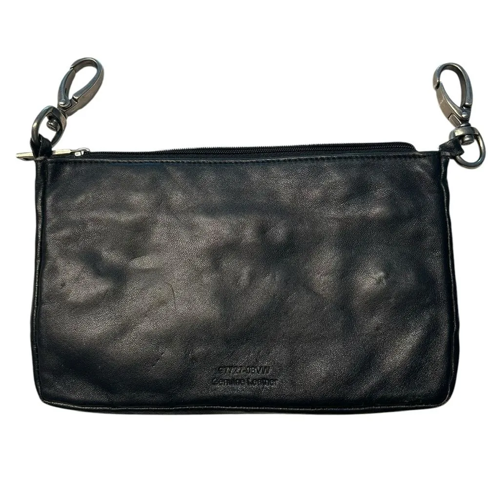 Vintage‎ Harley Davidson Studded Leather Hip Bag Black Bikercore Belt Bag Moto - Image 3