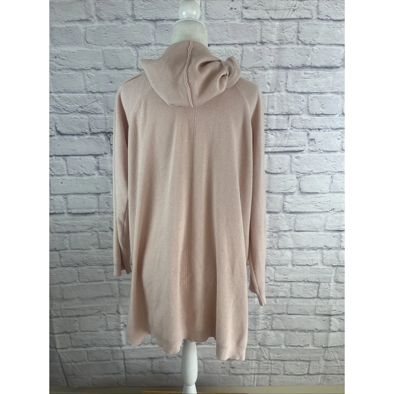 Cyrus Cozy Casual Pink Hooded Plus Friendly Open Front Feminine Cardigan Size 1X - Image 6