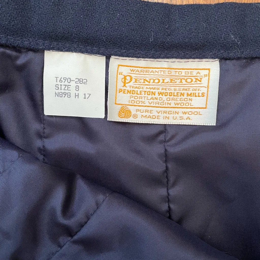 Vintage Pendleton Made in the USA Navy Wool Blazer and Skirt Set Size 8 💛 - Image 13