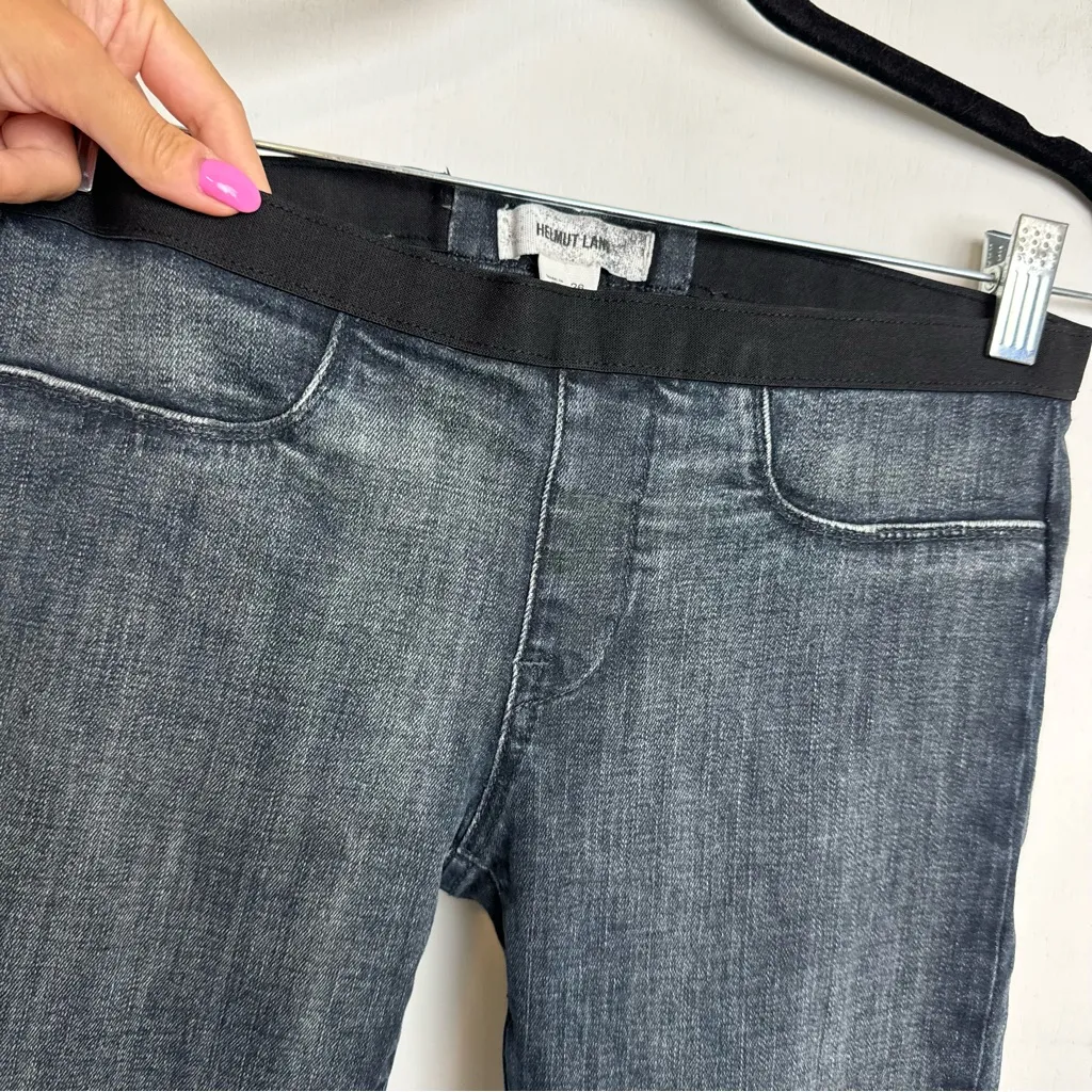 Helmut Lang Pull On Skinny Jeans Sz 26 Ankle Distress Wash - Image 5