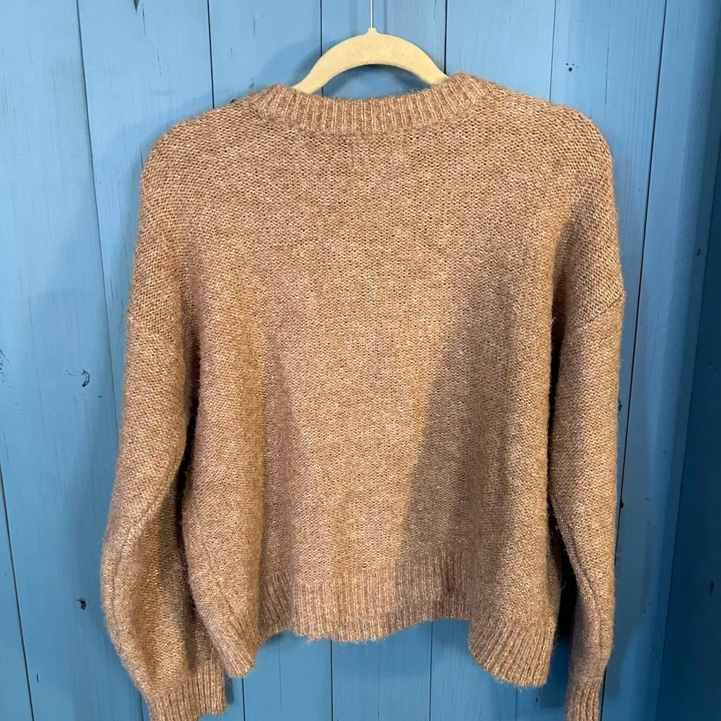 Old Navy Light Brown Cable Knit Crewneck Sweater | Size Medium - Image 3