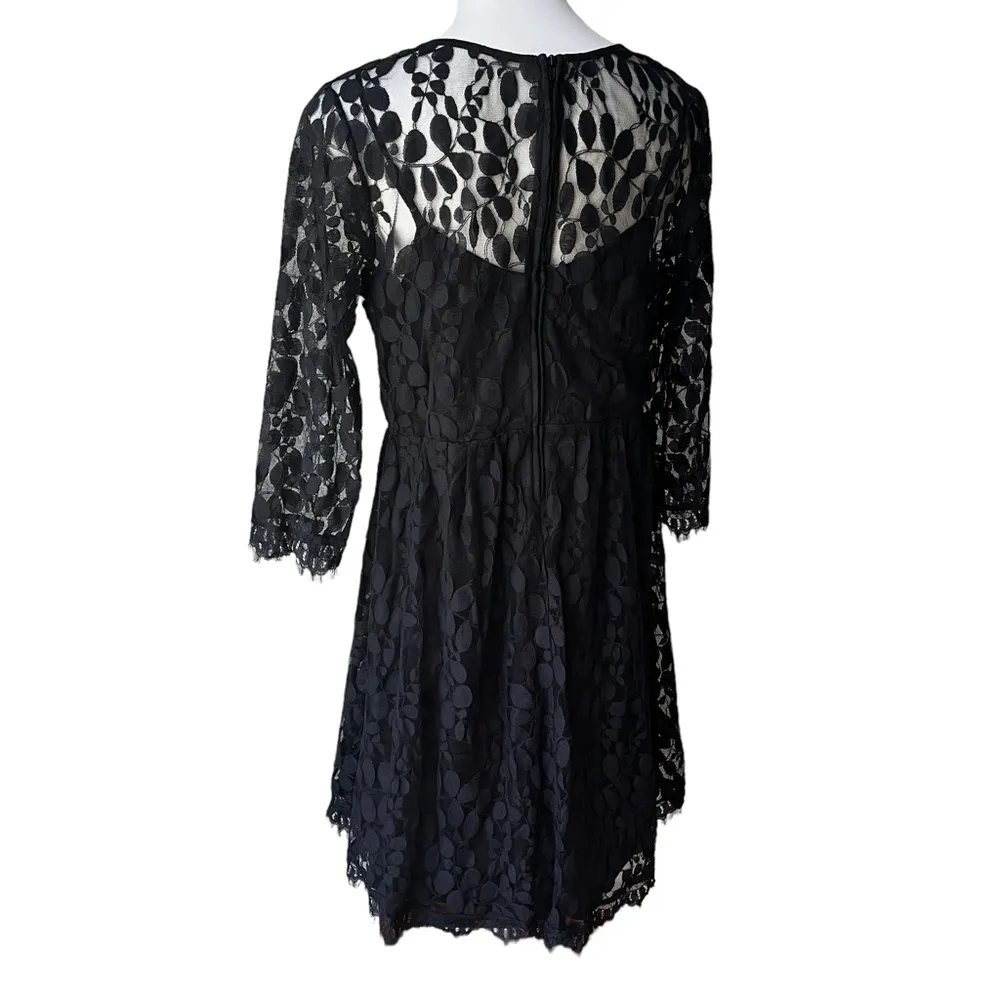 Torrid Black Lace Eyelash Overlay Long Sleeve Dress, Sz 12 - Image 5
