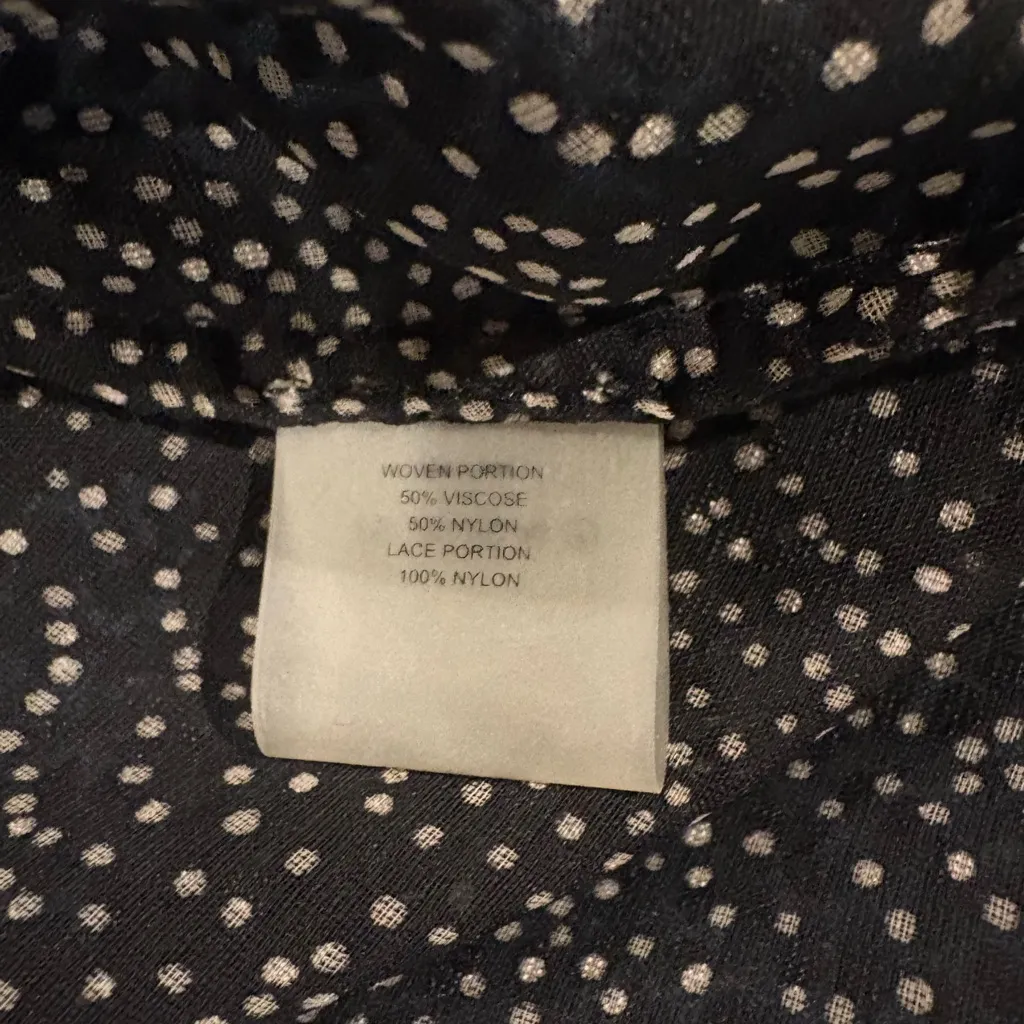 Margaret O'Leary black sheer burnout velvet dot lace yoke blouse top sz S - Image 6