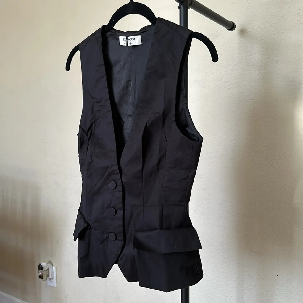 JULIET House of CB BLACK SLEEVELESS TUXEDO TOP‎ USD $139 size M vest - Image 10