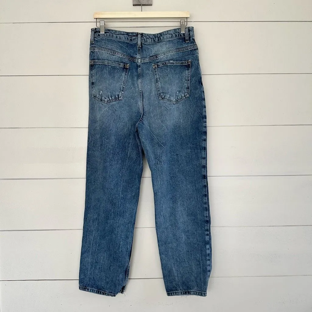 Free People Women’s 31 Blue Denim Dakota Straight Distressed Jeans - Image 3