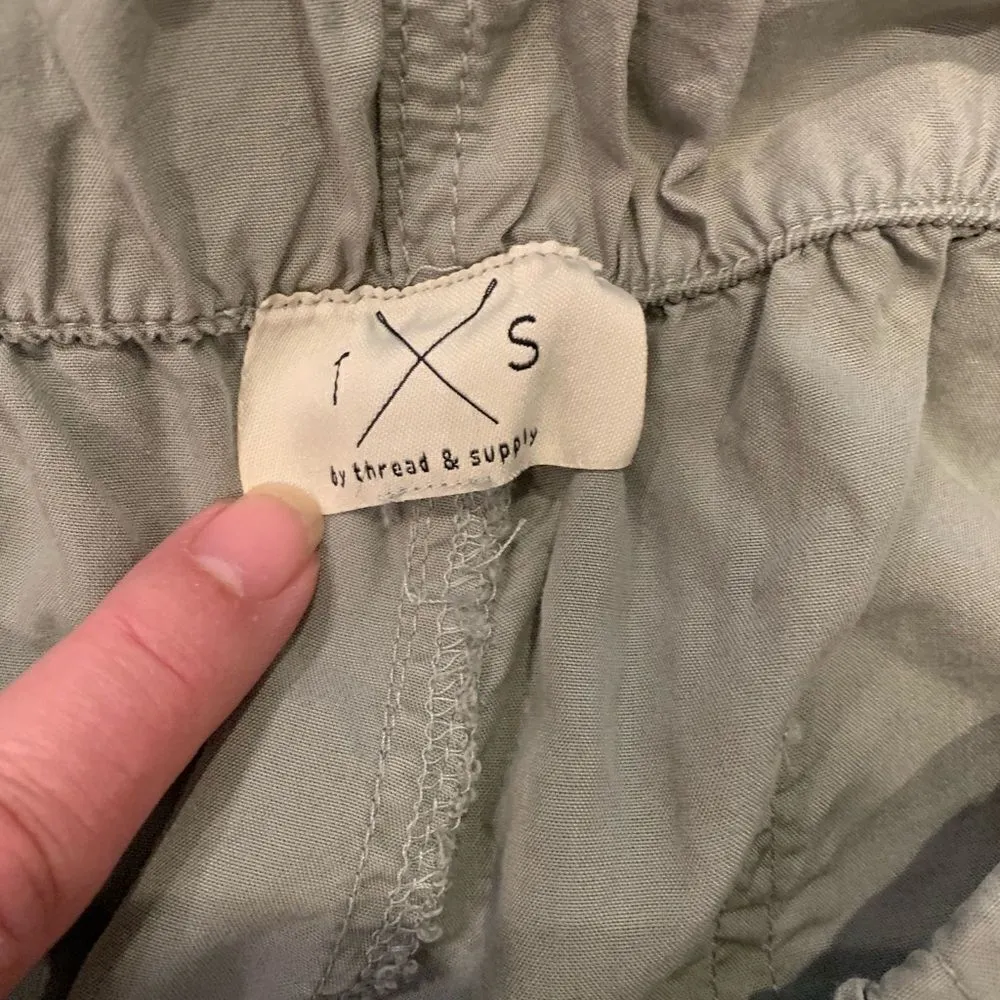 Thread & Supply Paperbag Waist Wide Leg Crop Pants Size XXL Olive Green - Image 3