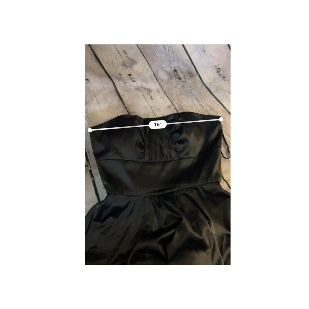 WHITE HOUSE BLACK MARKET Strapless Satin Fit & Flare Formal Dress Black Size 4 - Image 5