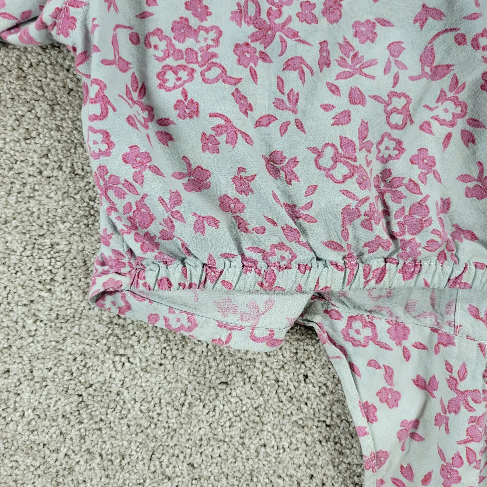 VTG 90s Gitano Womens Top M Pink Gray Floral Strip‎ Button Up Crop Tie Western Size M - Image 9
