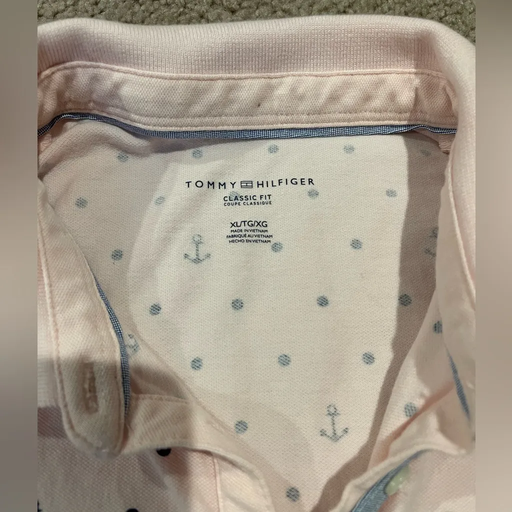 TOMMY HILFIGER Pink Anchor Print Button Down Collared Shirt - Image 2