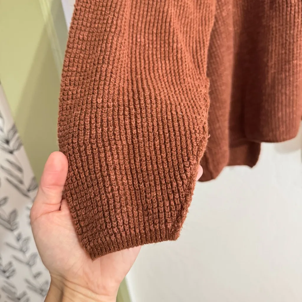 Free People FP Beach Cali open tie back sweater waffle brown knit long sleeve XS - Image 8