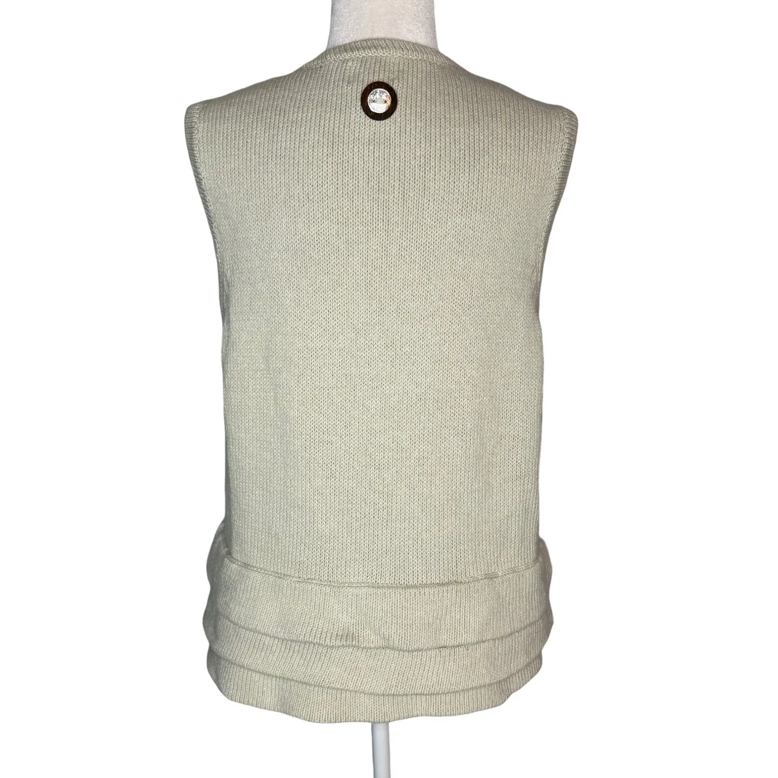 Pure Handknit Chunky Knit Big Button Cardigan Sweater Vest L/XL Anthropologie Tan Size L - Image 6