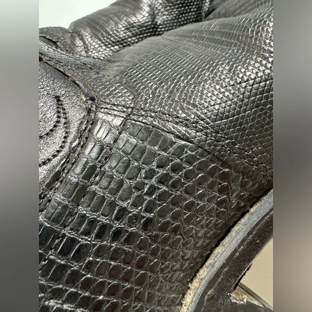 Vintage Code West Black Leather Croc Snake Cowboy Boots size 7 Western - Image 16