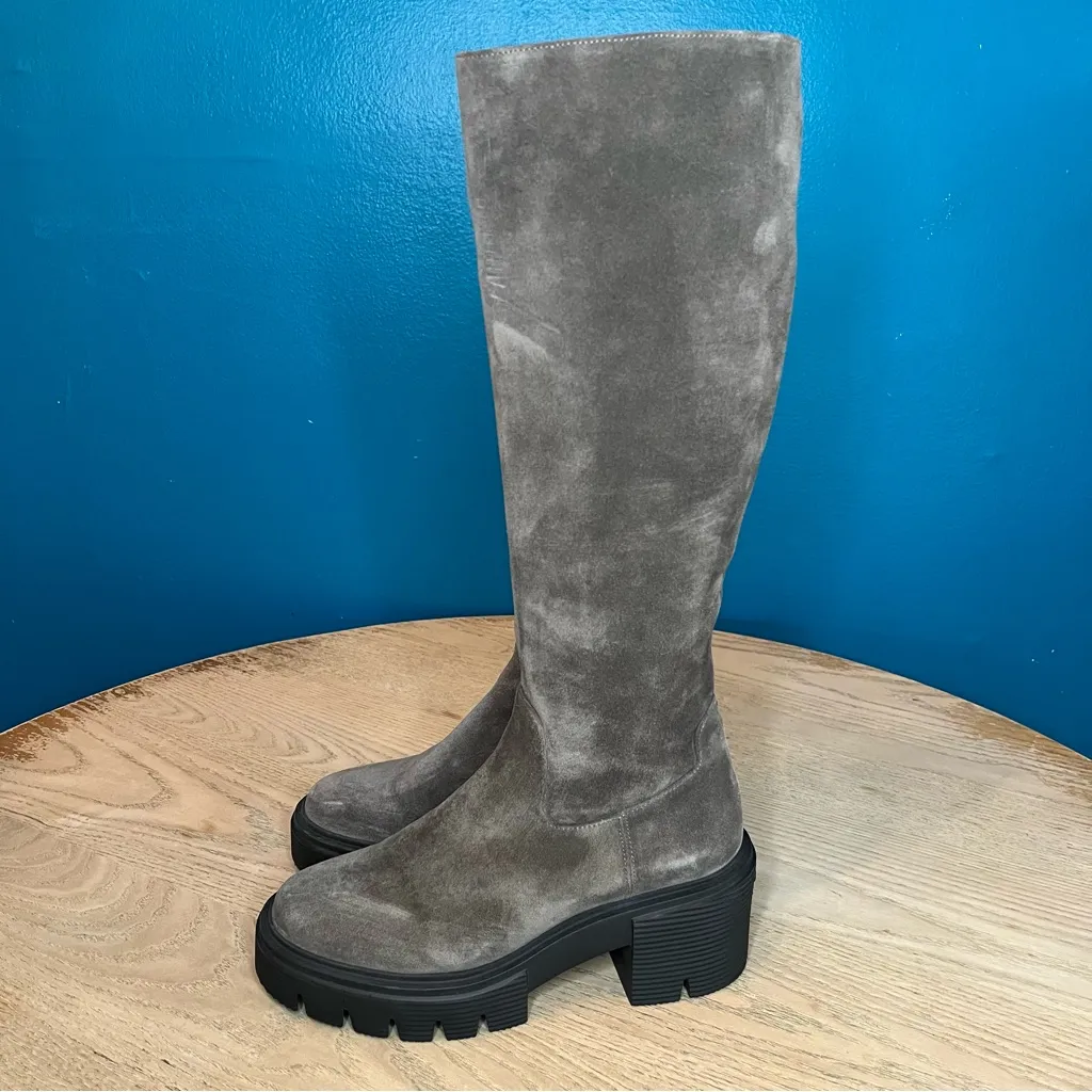 Stuart Weitzman SOHO Knee High Lug Sole Boots Sport Suede Charcoal Women’s 5.5B - Image 9