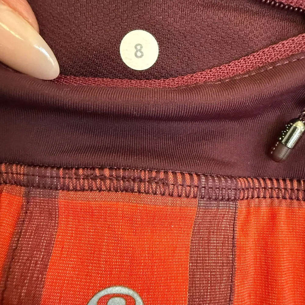 Y2K Lululemon Pace Setter Skirt Yama Check Heathered Flaming Tomato Sz8 Rare - Image 6