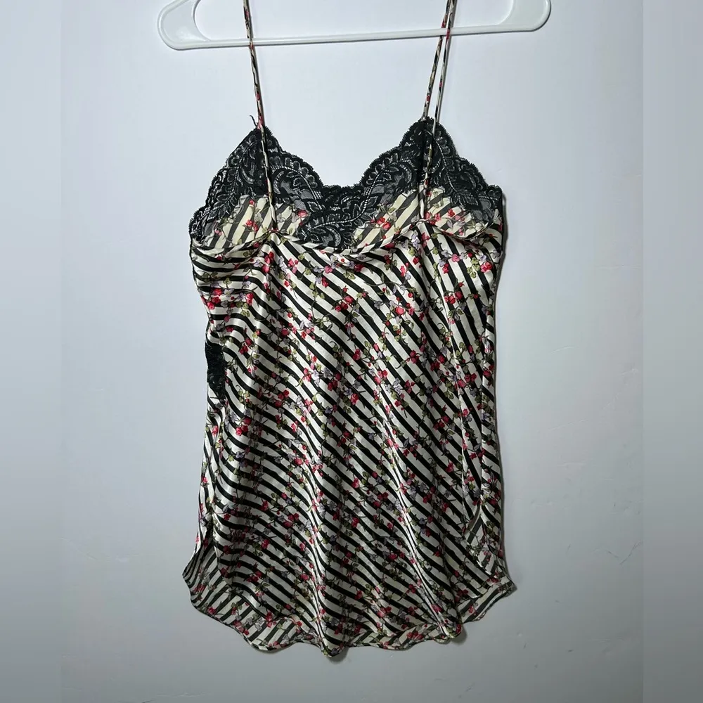 Natori II Striped Floral Lace Trim Cami Petite - Image 3