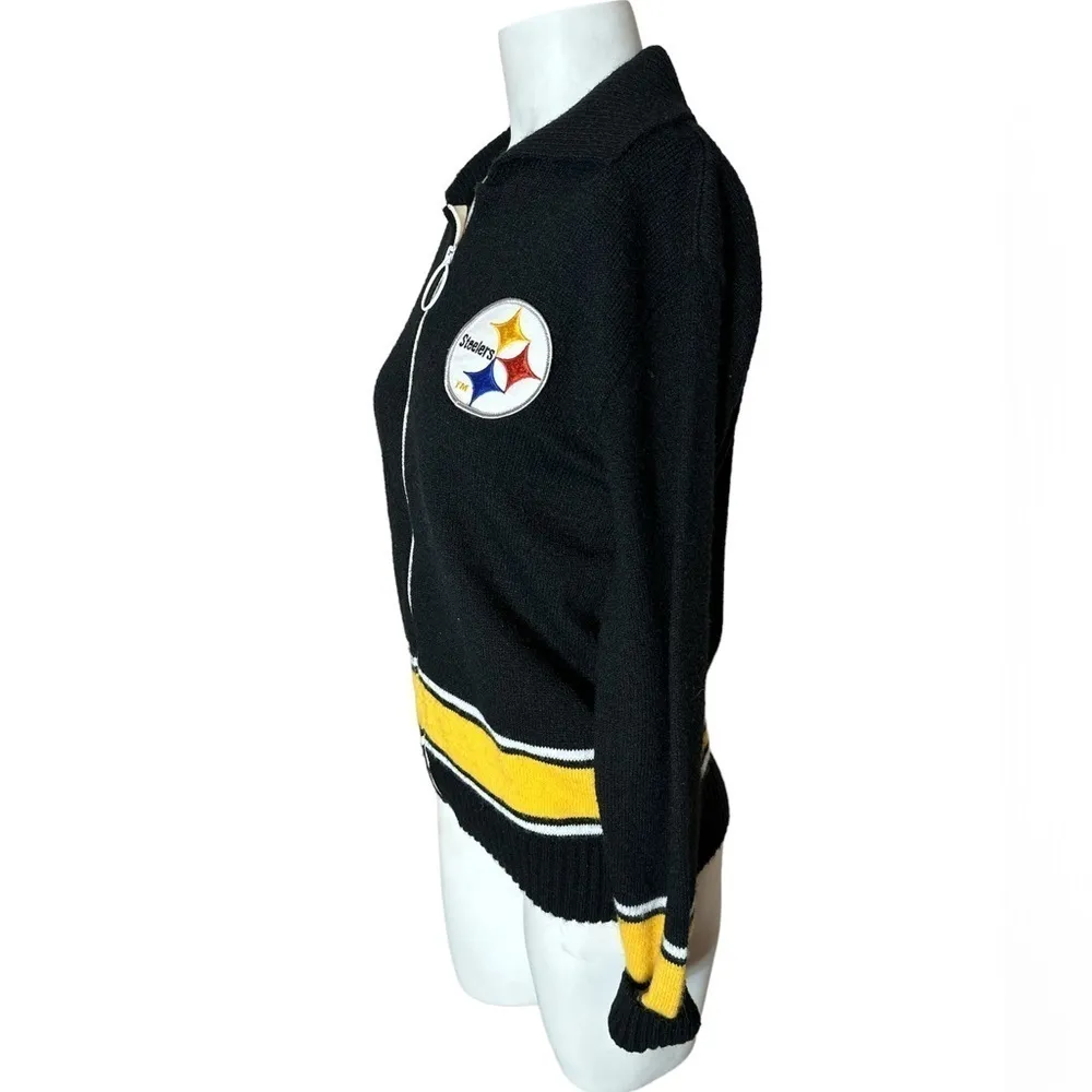 Vintage Sears NFL Pittsburgh Steelers Zip Up Jacket Black - Image 2