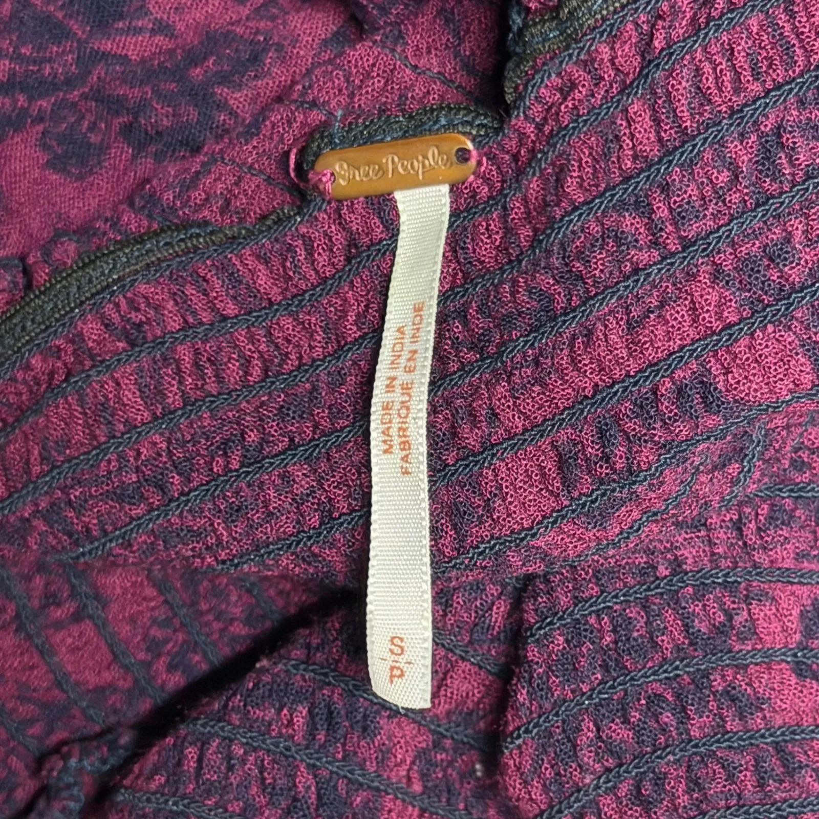 Free People Jumpsuit Small S Magenta Purple Smocked Wide Leg Boho Gypsy Festival - Image 6