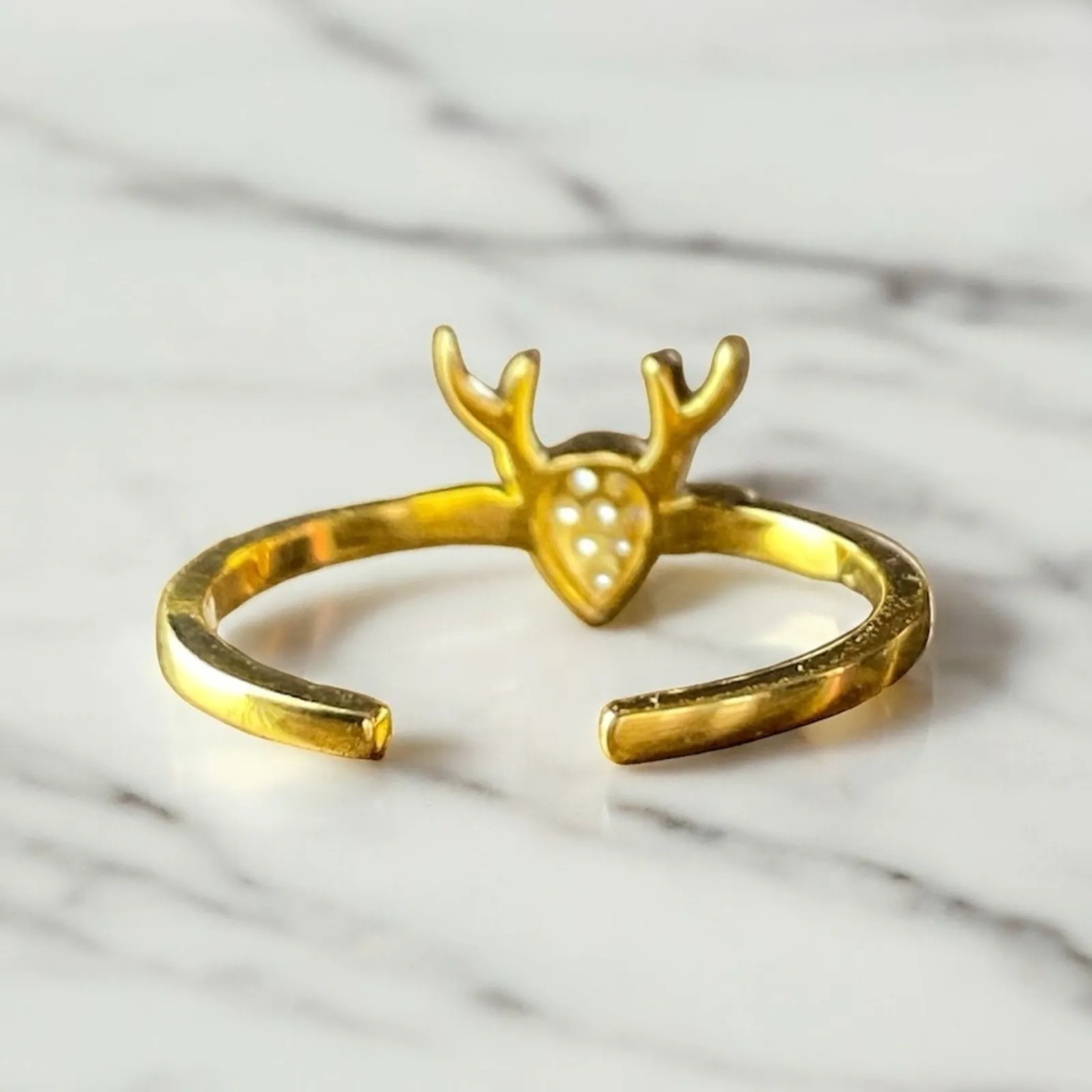 Adjustable Stackable Deer Antlers Ring NEW Gold - Image 3