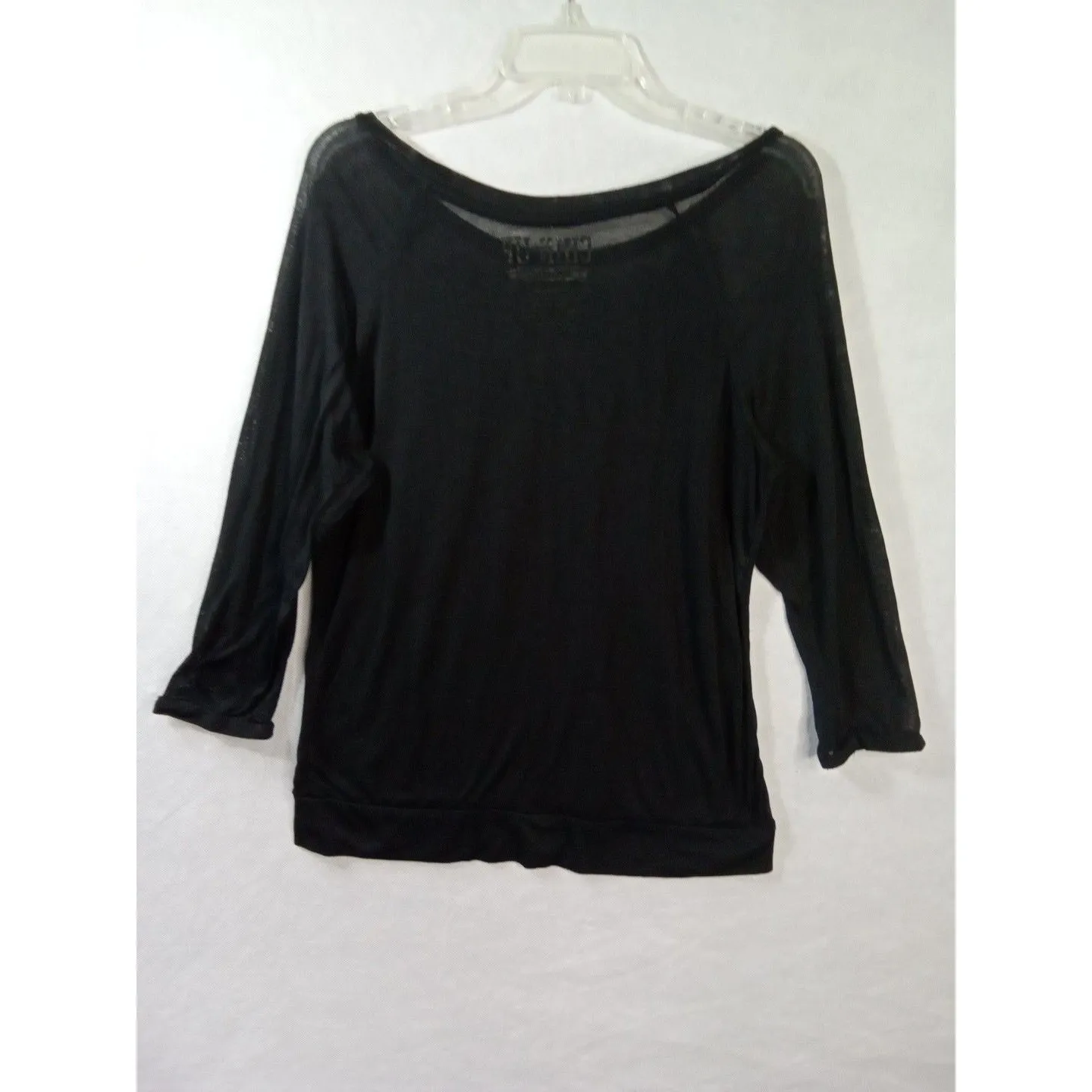 Chin Up‎ Women Medium Black Pink White sheer 3/4 sleeve Round Neck - Image 7
