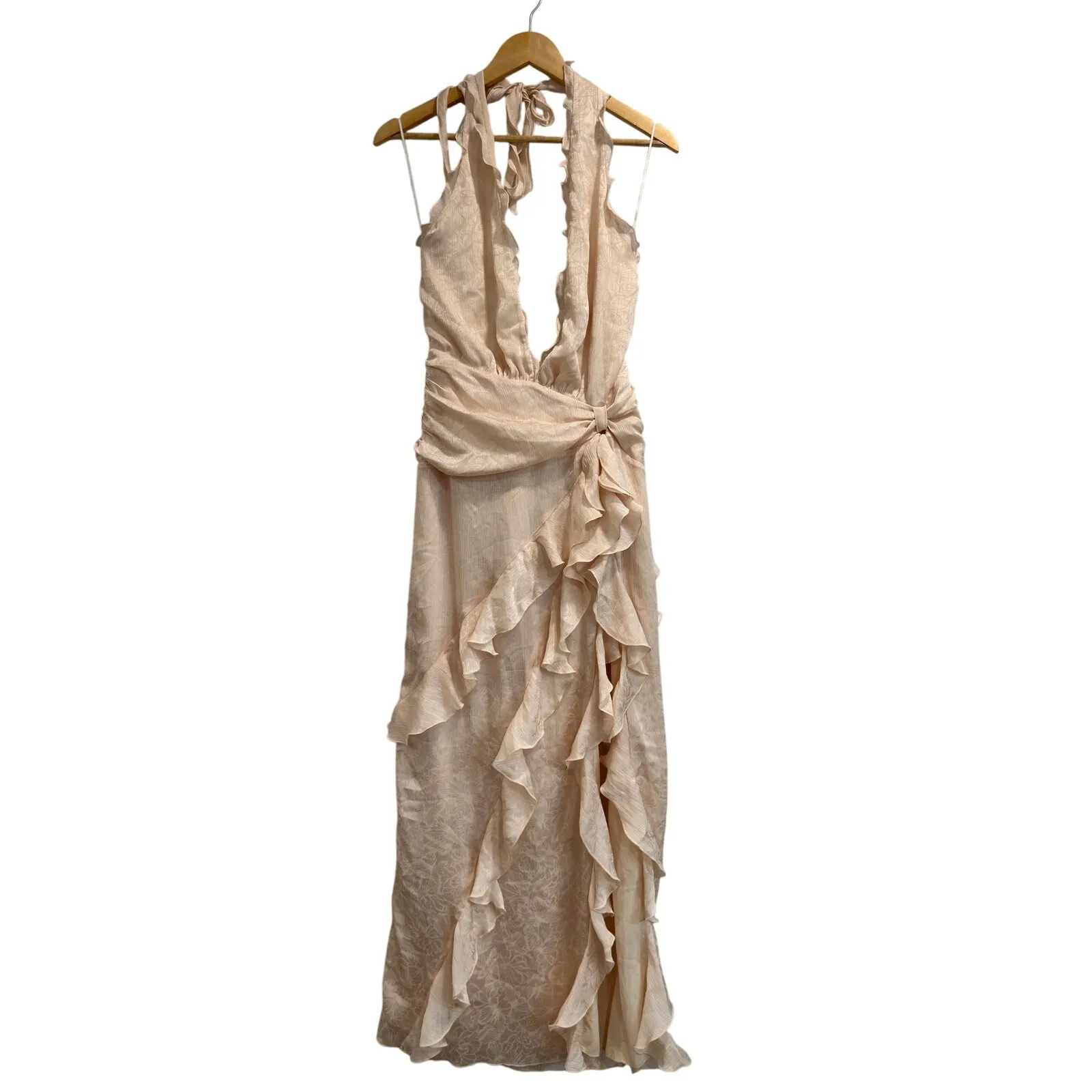 NBD Celenia Romantic Fairy Champagne Butterfly Cream Ruffle Maxi Dress NWT Small - Image 2
