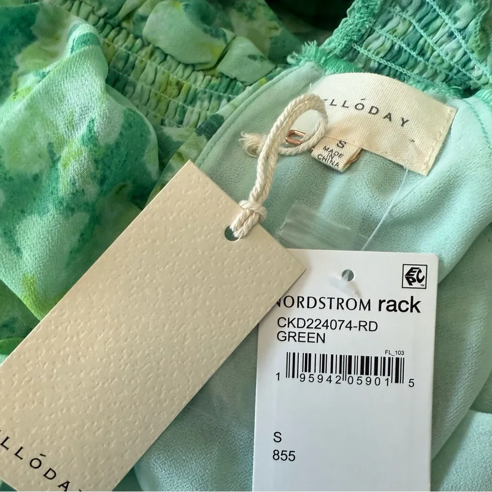 Melloday Green Floral Print Midi Dress Size Small Tiered Ruffle Details NWT‎ - Image 6