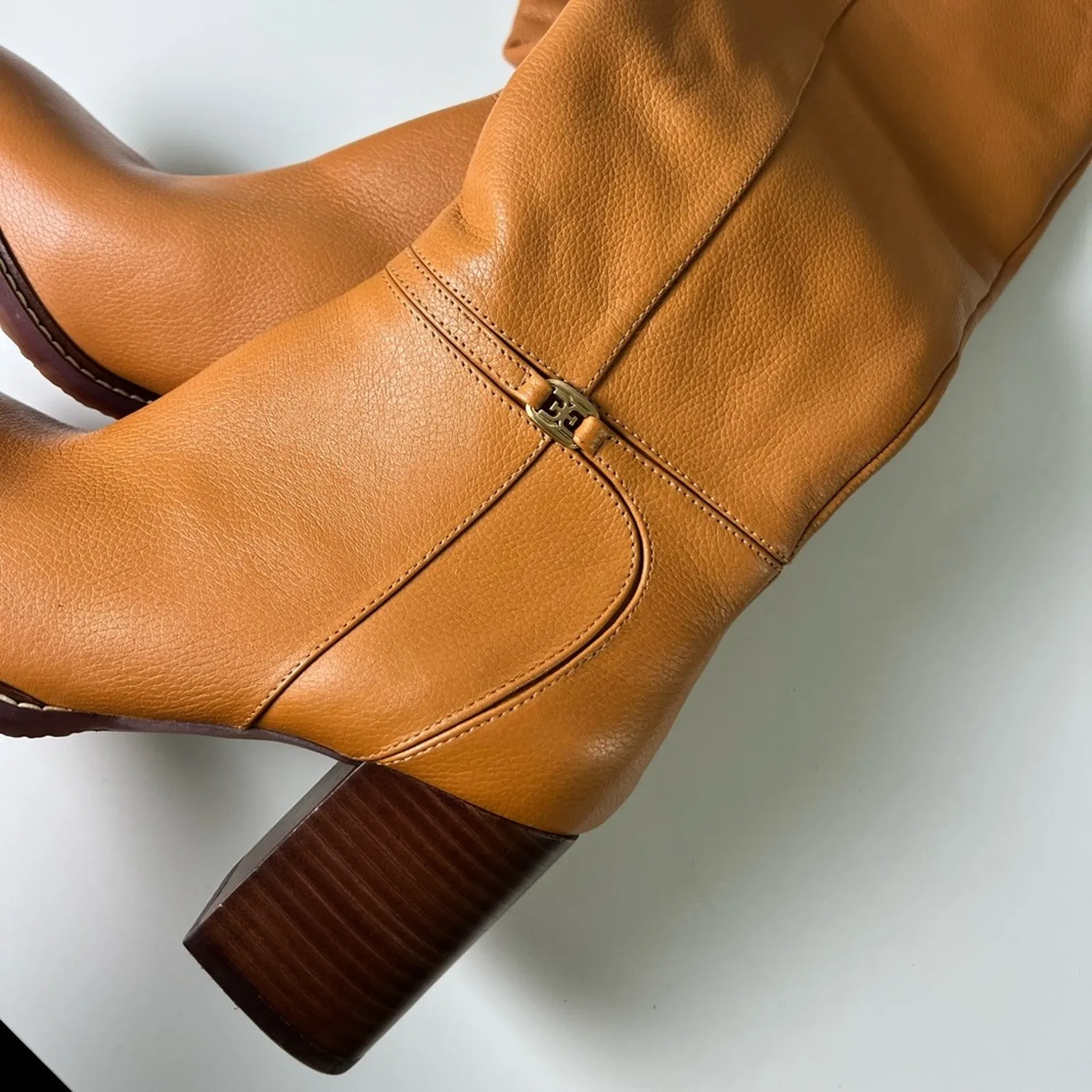 Sam Edelman Brown Almond Toe Elsy Zip Up Tall Block Heel Boot in Caramel 9.5 - Image 7