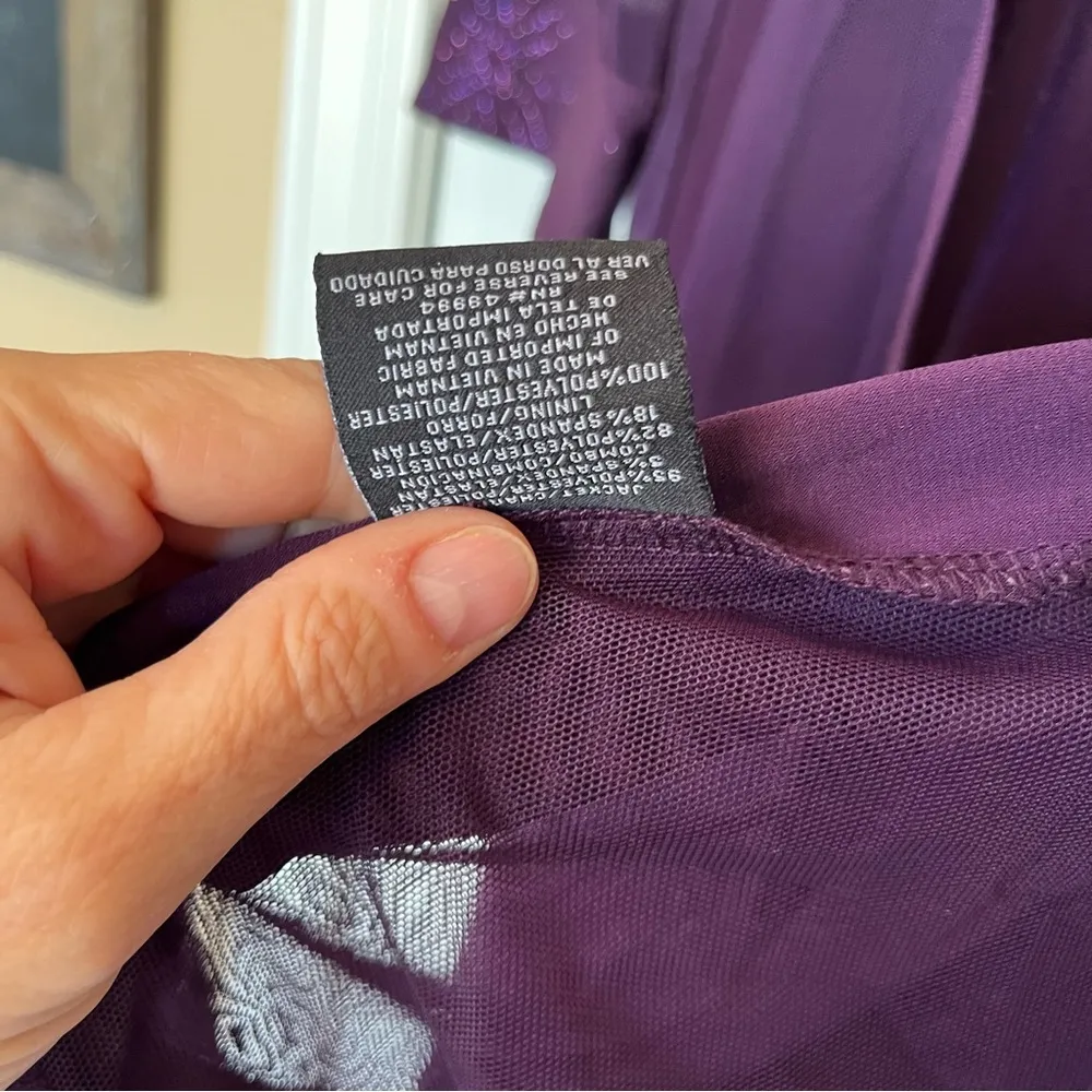 R & M Richards Vintage Open Front Top Duster Sheer Purple Long Sleeve XL  Loose - Image 4