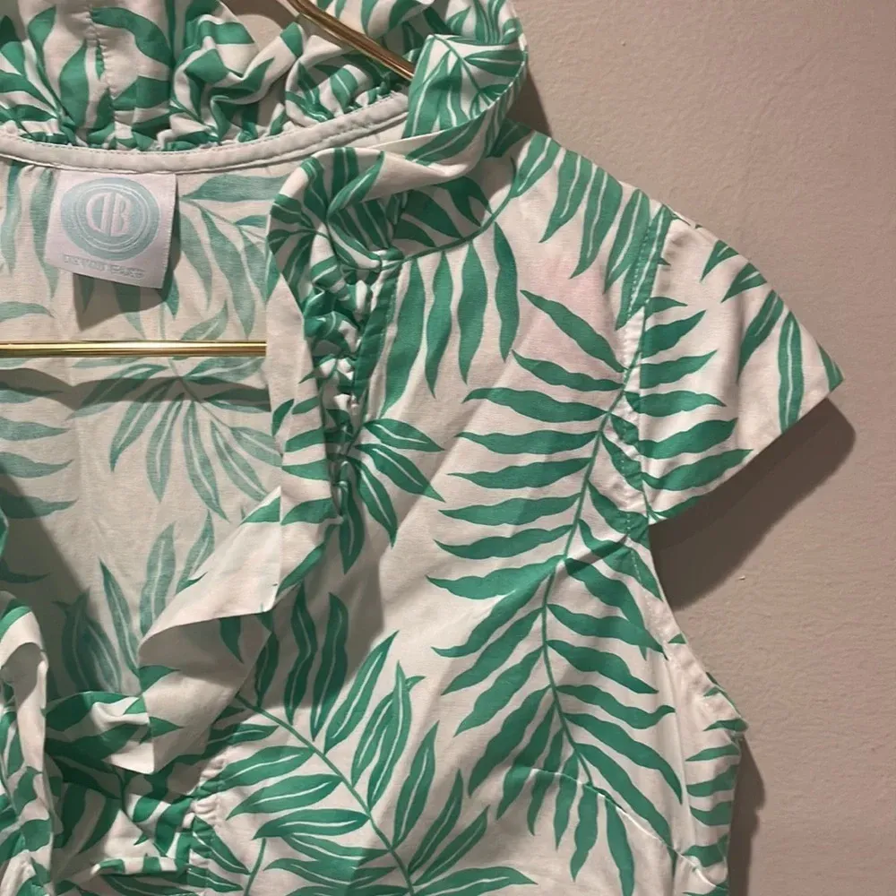 Devon Baer Fern Print‎ Ruffle Neck Top Green Size XS - Image 2