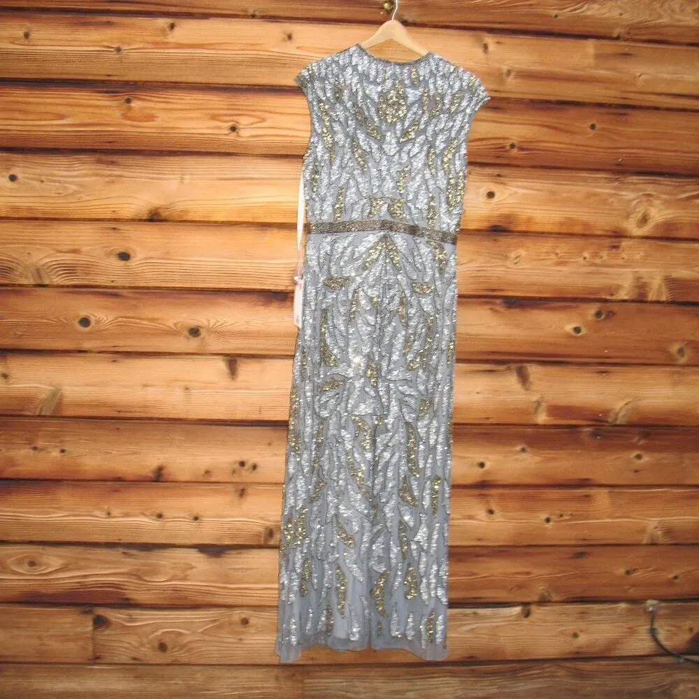 Mac Duggal 5532 Womens Platinum Embellished Illusion Cap Sleeve Column Gown - Image 11