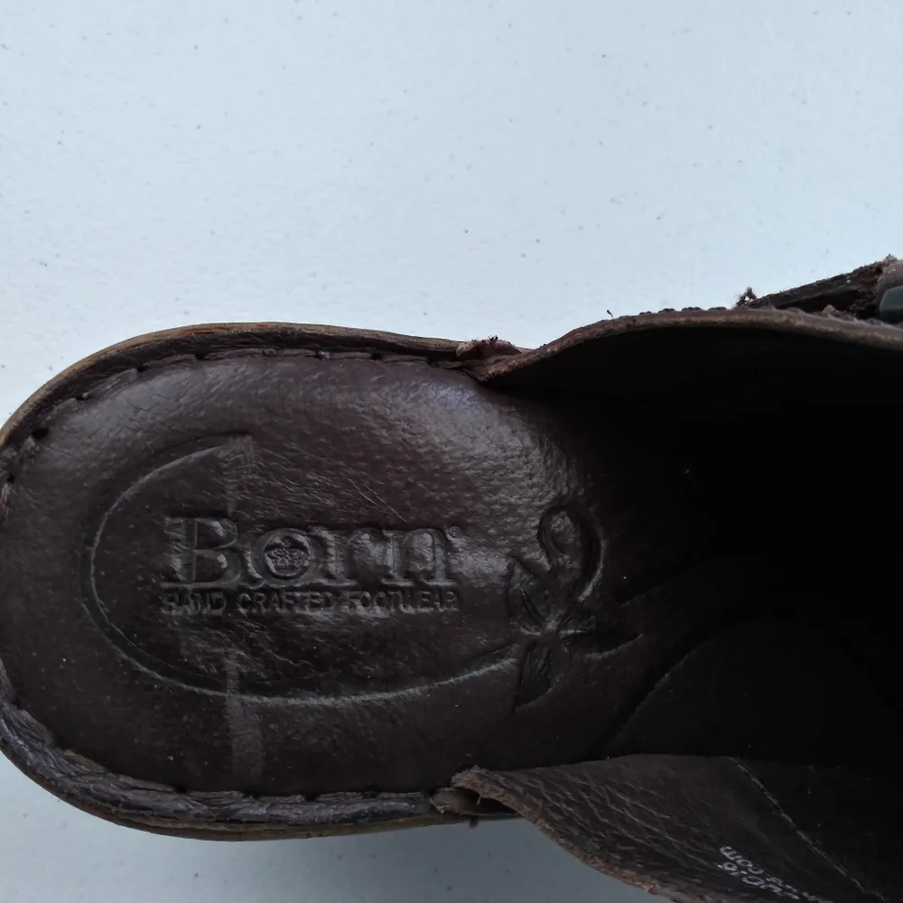 Born Emme Mule Brown Leather Heel Slide Clog Shoe D47006 Casual Comfort Size 8 - Image 8