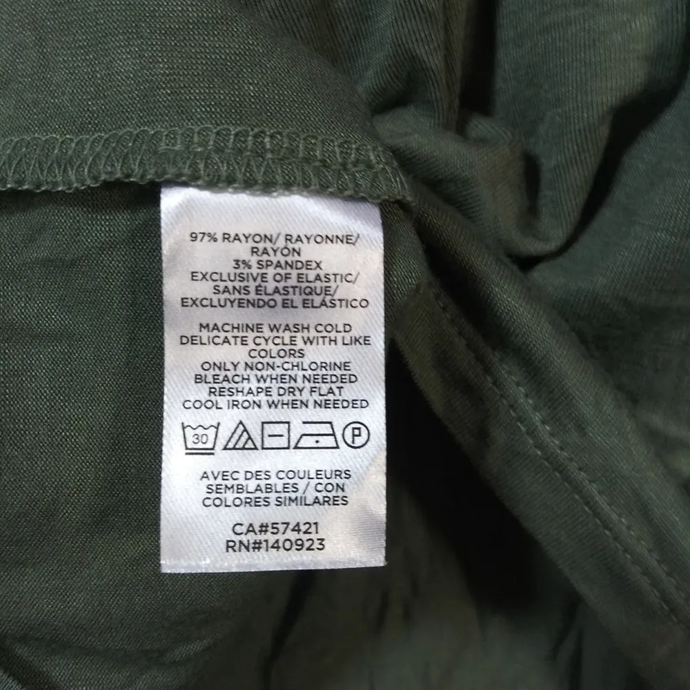 LOFT Solid Green Short Sleeve Casual Oversized Stretch Pullover Shirt Size M - Image 6